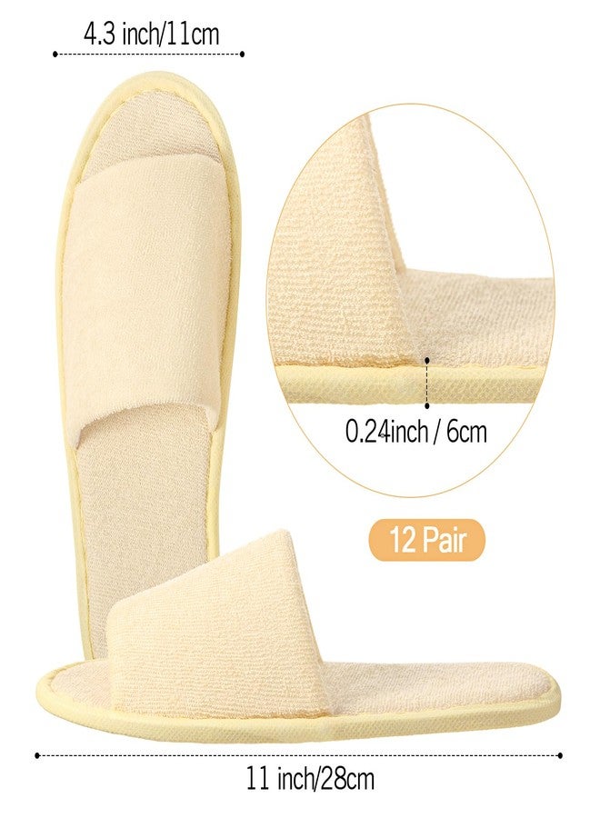 Silicherry 12 Pairs House Slippers for Guests Disposable Open Toe Spa Slippers Unisex Travel Slipper Bulk for Halloween Christmas Wedding Party(Black, White, Khaki, Light Gray,L) - Image 2